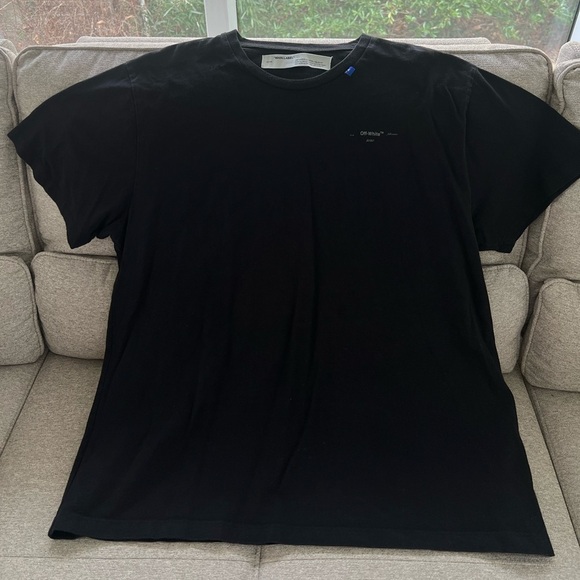 OFF WHITE Virgil Abloh 2020 black logo giant print back cotton tshirt Size M - Picture 3 of 7